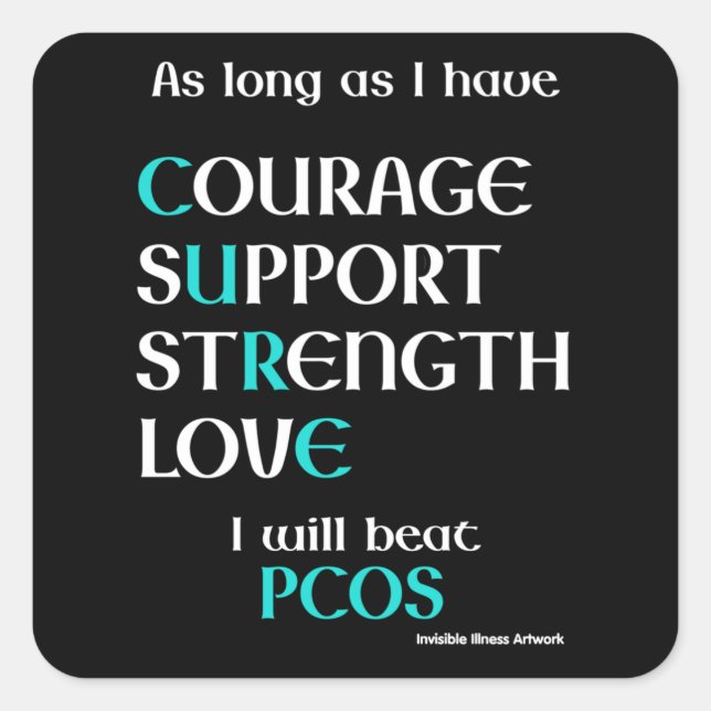I Will Beat...PCOS  Square Sticker (Front)
