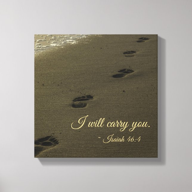 I Will Carry You Sand Footprints Canvas Print (Front)