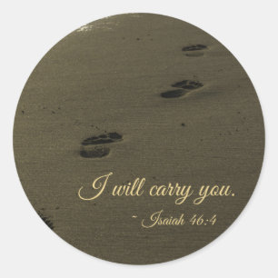 I Will Carry You Sand Footprints Classic Round Sticker