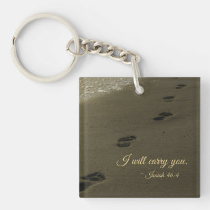 I Will Carry You Sand Footprints Keychain