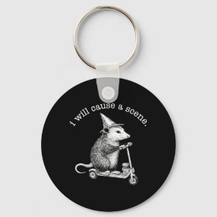 I Will Cause A Scene Funny Raccoon Chaos Meme Keychain