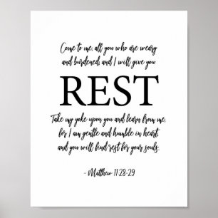 I Will Give You Rest Bible Verse Christian Print