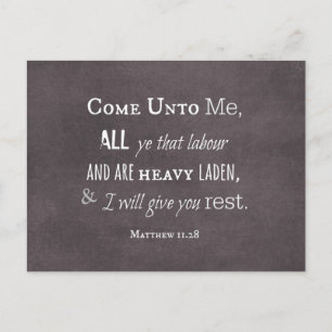 I will give you rest Bible Verse Scripture Postcard