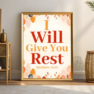 I will Give you Rest Boho Christian Wall Art Print