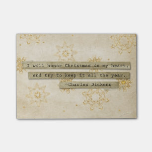 I will HOnor Christmas Charles Dickens Snowflake Post-it Notes