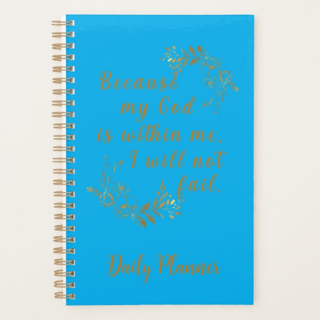 "I Will Not Fail" 5.5" x 8.5" Blue Daily Planner (Front)