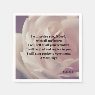 I Will Praise God Psalm 9:1-2 Bible Verse Napkin