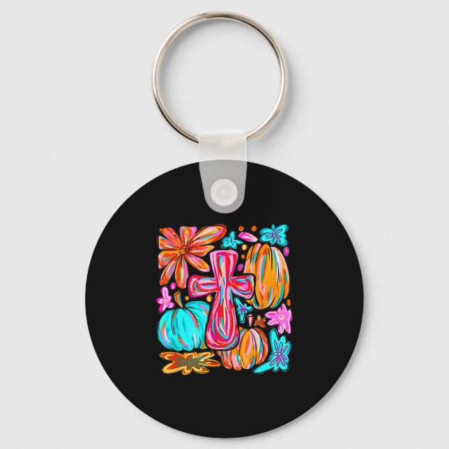 I Will Praise Him In Every Season Pumpkin Autumn F Keychain (Front)