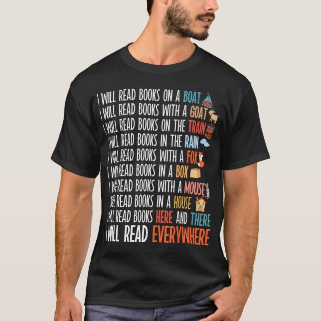 I Will Read Books On A Boat  Everywhere Reading Bo T-Shirt (Front)