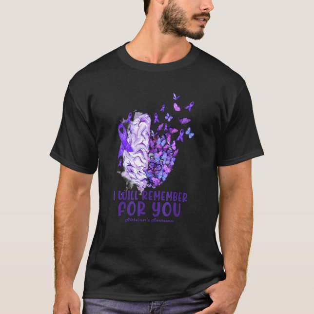 I Will Remember For You Alzheimer's Awareness Brai T-Shirt (Front)