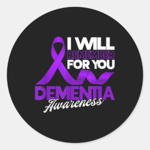 I Will Remember For You Dementia Awareness Ribbon  Classic Round Sticker