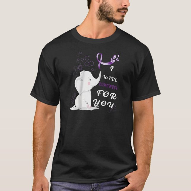 I Will Remember For You Elephant Alzheimer's Aware T-Shirt (Front)