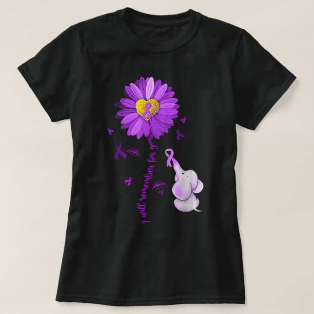 I Will Remember For You Elephant Alzheimer's Aware T-Shirt (Design Front)