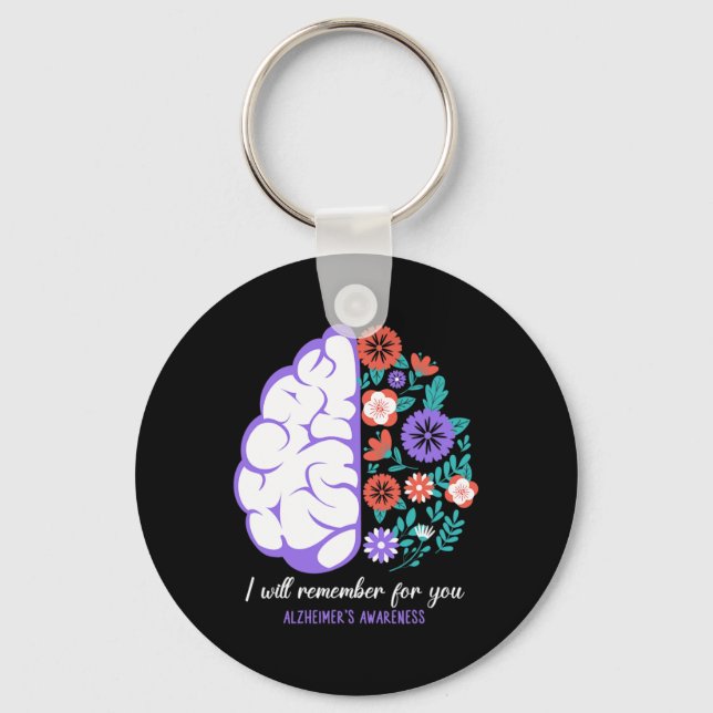 I Will Remember For You Heimerheimer's Awareness B Keychain (Front)