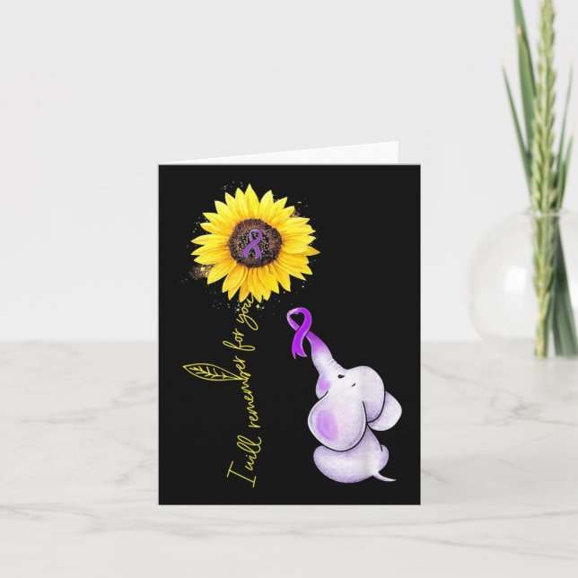 I Will Remember For You Sunflower Alzheimerheimer  Card (Front)