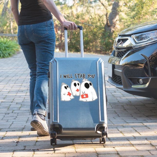 I Will Stab You Ghost Nurse Funny RN Halloween Gho (Suitcase Insitu)