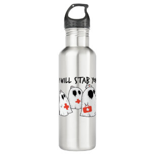 I Will Stab You Ghost Nurse Funny RN Halloween Gho 710 Ml Water Bottle