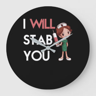 I Will Stab you Large Clock