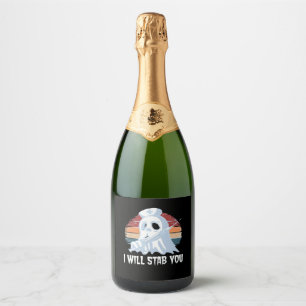 I will stab you t shirt, Ghost Nurse Halloween Vin Sparkling Wine Label