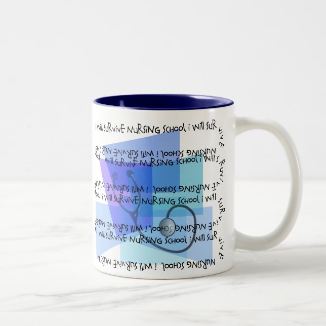 I Will Survive Nursing School Two-Tone Coffee Mug (Right)