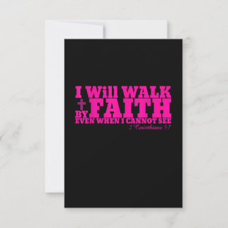 I Will Walk By Faith Christian Pink Bible Verse T Thank You Card