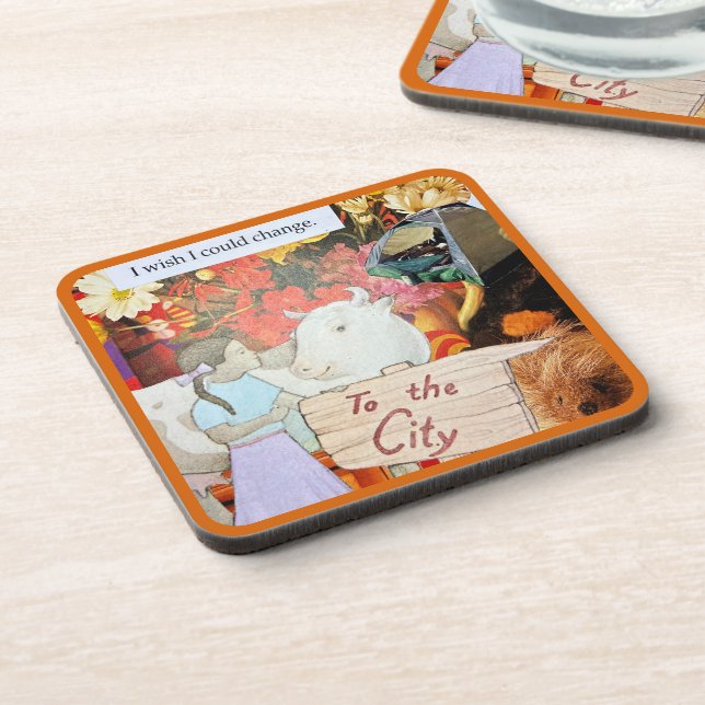I Wish I Could Change To The City Cow Country Girl Coaster (Left Side)