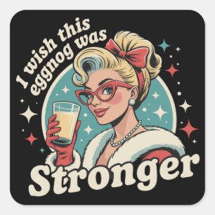  I Wish This Eggnog Was Stronger Family Christmas  Square Sticker