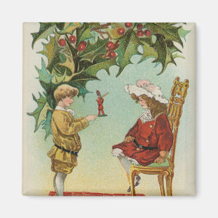 I WIsh You a Merry Christmas - vintage postcard Magnet