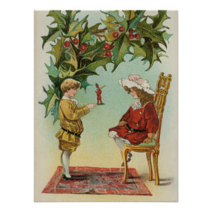 I WIsh You a Merry Christmas - vintage postcard Poster