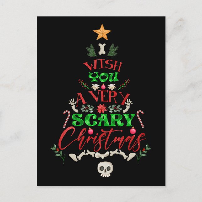 I wish you a very scary Christmas tree skeleton Postcard (Front)