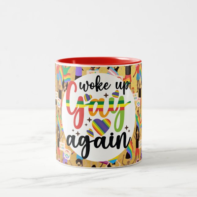 I woke up gay again GOLD EDITION Pride Two-Tone Coffee Mug (Center)
