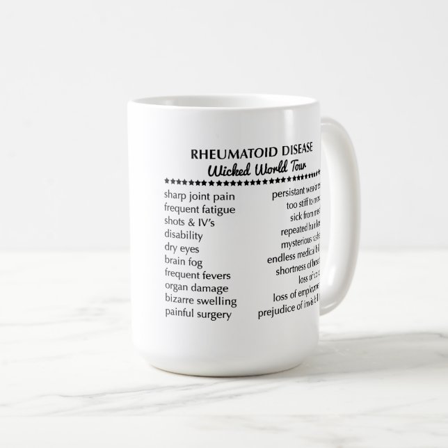 I Woke Up Like This mug with concert list on back (Front Right)