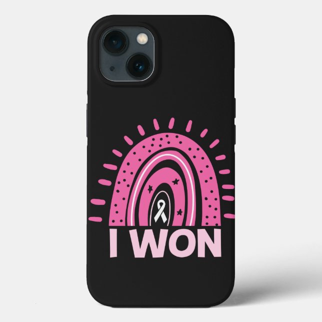 I Won Breast Cancer Survivor Pink Rainbow Case-Mate iPhone Case (Back)