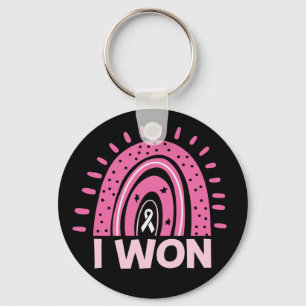 I Won Breast Cancer Survivor Pink Rainbow Keychain