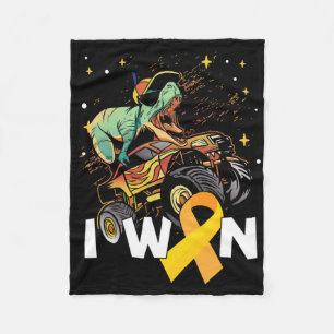 I Won Dino Yellow Ribbon Childhood Cancer Awarenes Fleece Blanket