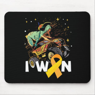I Won Dino Yellow Ribbon Childhood Cancer Awarenes Mouse Pad