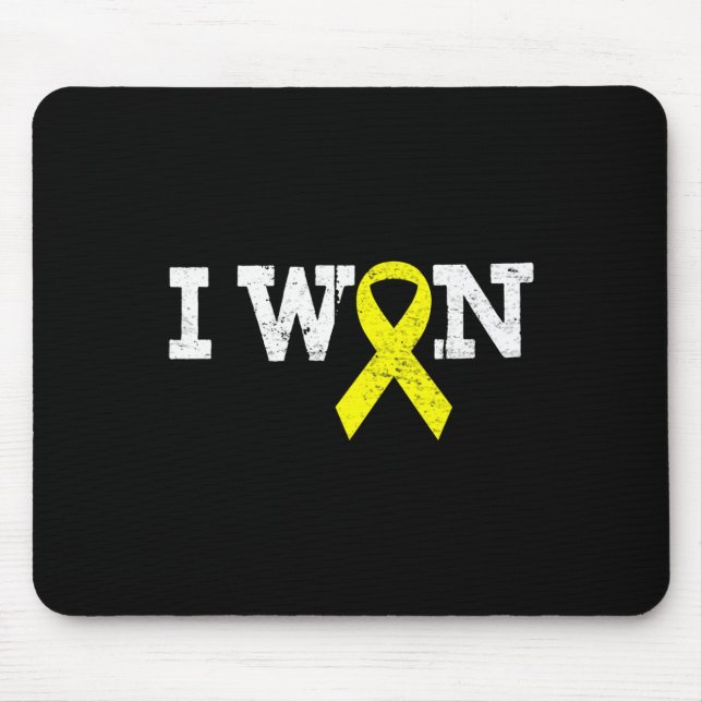 I WON Gold Ribbon Kid Support Childhood cancer awa Mouse Pad (Front)