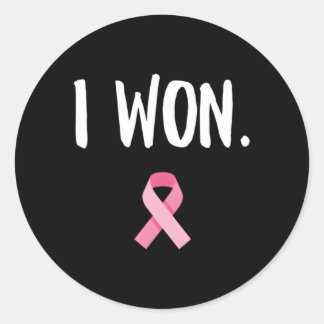 I Won K Ribbon Survivor Breast Cancer Awareness Classic Round Sticker