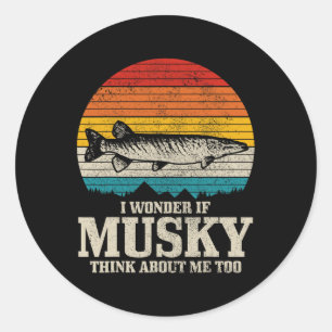 I Wonder If Musky Think About Me Vintage Funny Mus Classic Round Sticker