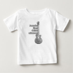 I wonder if my guitar misses me. Black and white Baby T-Shirt