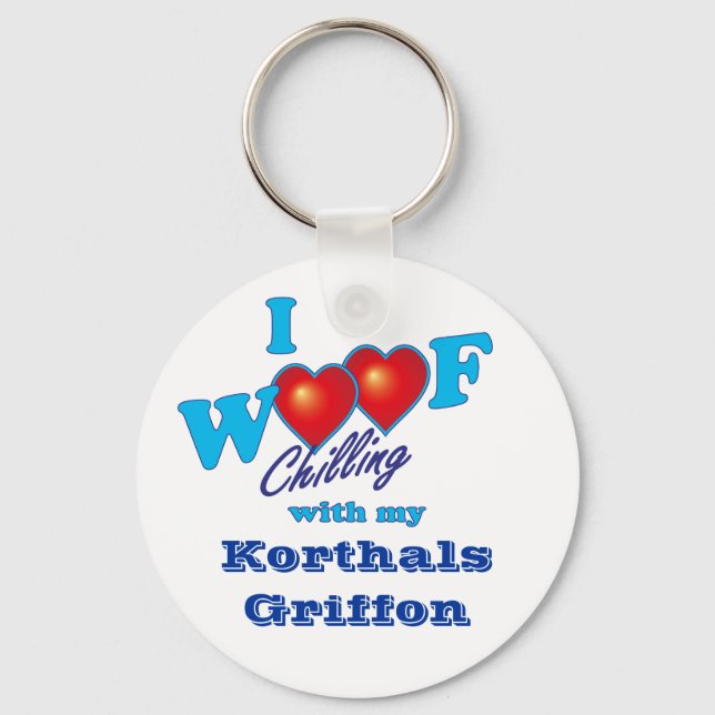 I Woof Korthals Griffon Keychain (Front)
