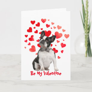 I Woof Love You Boston Terrier Dog Valentine Holiday Card