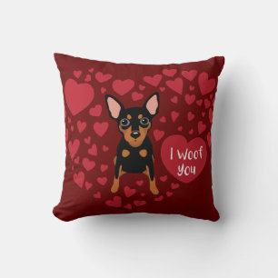 I woof / love you Min Pin Owner Throw Pillow