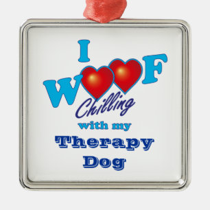 I Woof Therapy Dog Metal Ornament