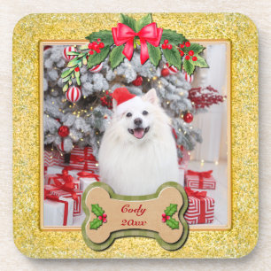 I Woof You A Merry Christmas Personalized Dog Gift Coaster