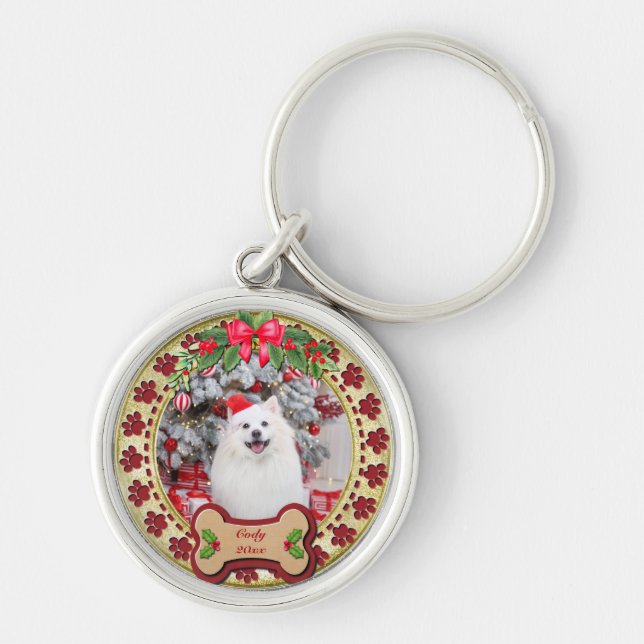 I Woof You A Merry Christmas Personalized Dog Gift Keychain (Front)