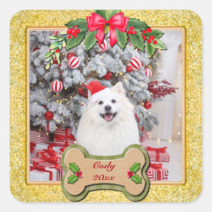 I Woof You A Merry Christmas Personalized Dog Gift Square Sticker