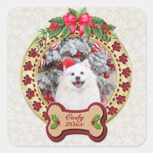 I Woof You A Merry Christmas Personalized Dog Gift Square Sticker