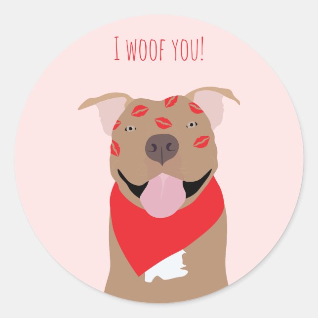 I Woof You American Bulldog Kiss Marks Classic Round Sticker (Front)