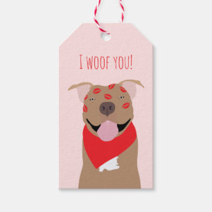 I Woof You American Bulldog Kiss Marks Gift Tags